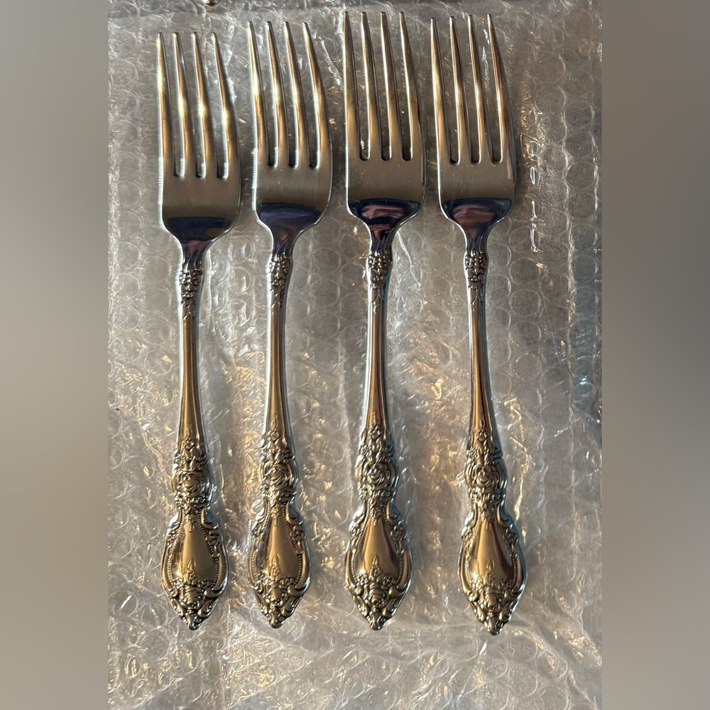 Oneida Wordsworth Rose Stainless Flatware USA Silverware Forks, Knives 26 Pcs - Picture 4 of 16